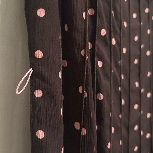 Dressbarn Dress Womens 12 Brown/pink Sleeveless Polka Dot Ruffle Hem ALine - Picture 5 of 8